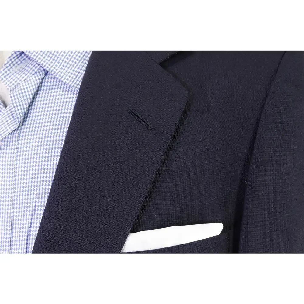 Chester Barrie Savile Row Navy Blue Wool Mohair 2Btn Sharkskin Blazer Jacket 40R